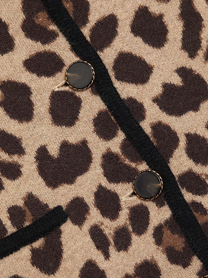 Oberon Leopard-Print Merino Wool Cardigan