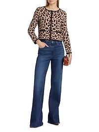 Oberon Leopard-Print Merino Wool Cardigan