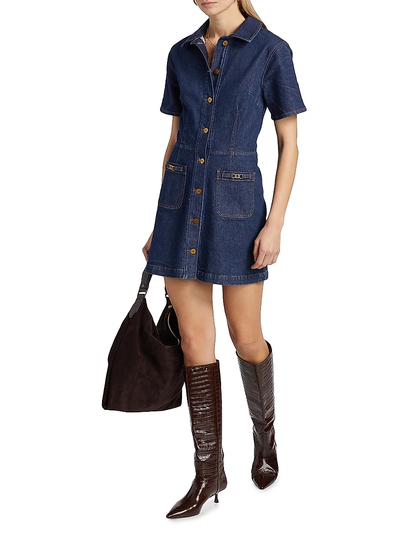 Clementine Denim Mini-Shirtdress