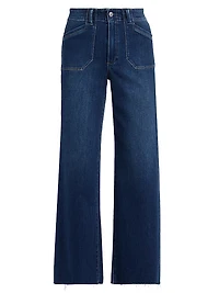 Anessa Utility-Pocket High-Rise Straight Jeans