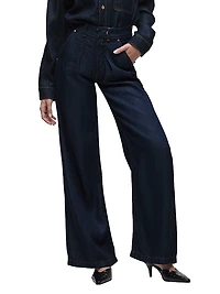 James Denim High-Rise Wide-Leg Trousers