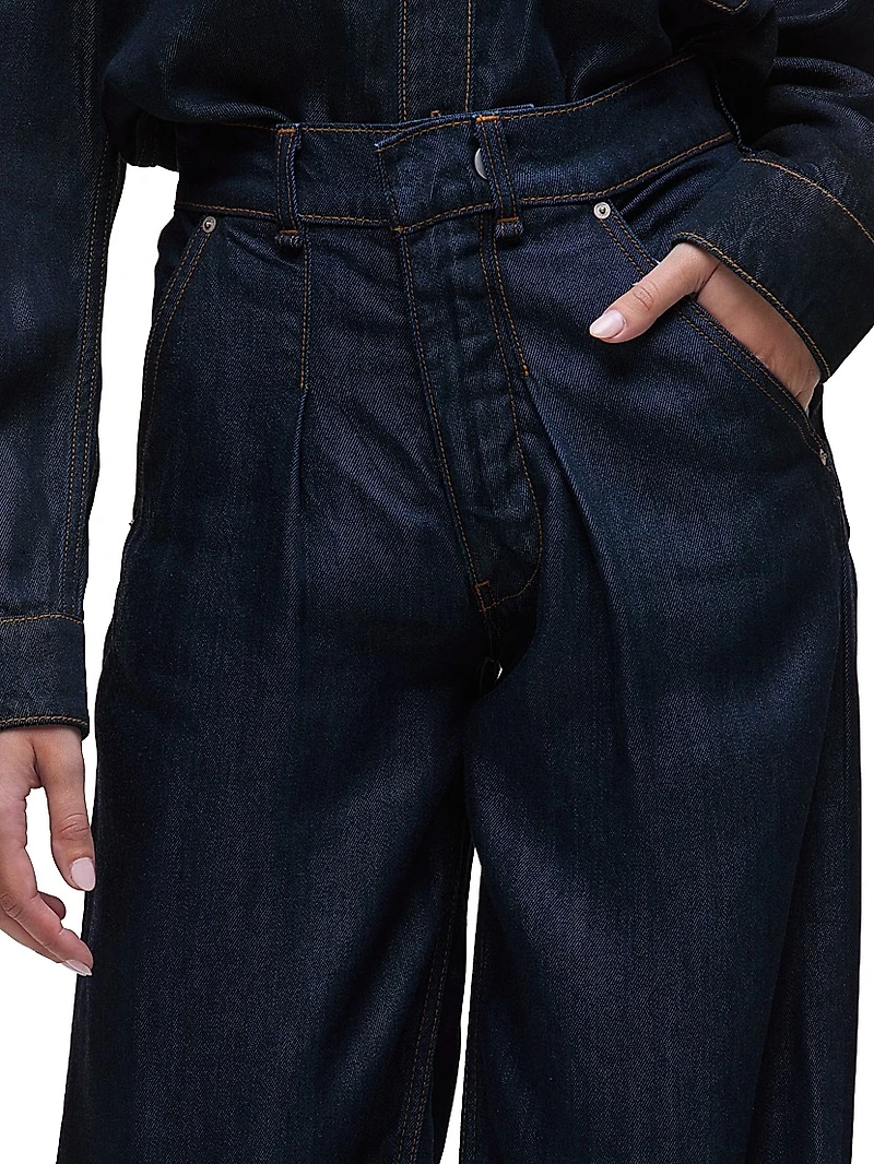 James Denim High-Rise Wide-Leg Trousers
