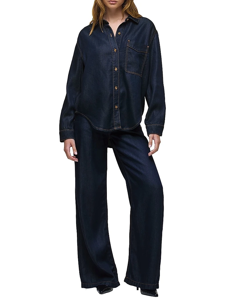 James Denim High-Rise Wide-Leg Trousers