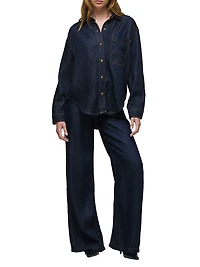 James Denim High-Rise Wide-Leg Trousers