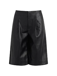 Faux Leather Pleated Trouser Shorts