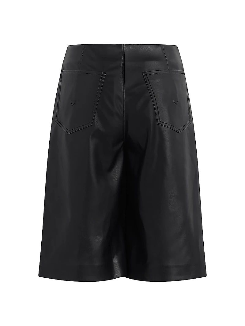 Faux Leather Pleated Trouser Shorts