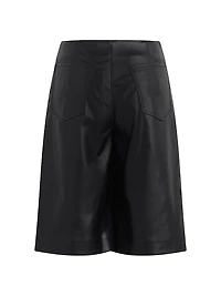 Faux Leather Pleated Trouser Shorts