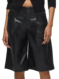 Faux Leather Pleated Trouser Shorts