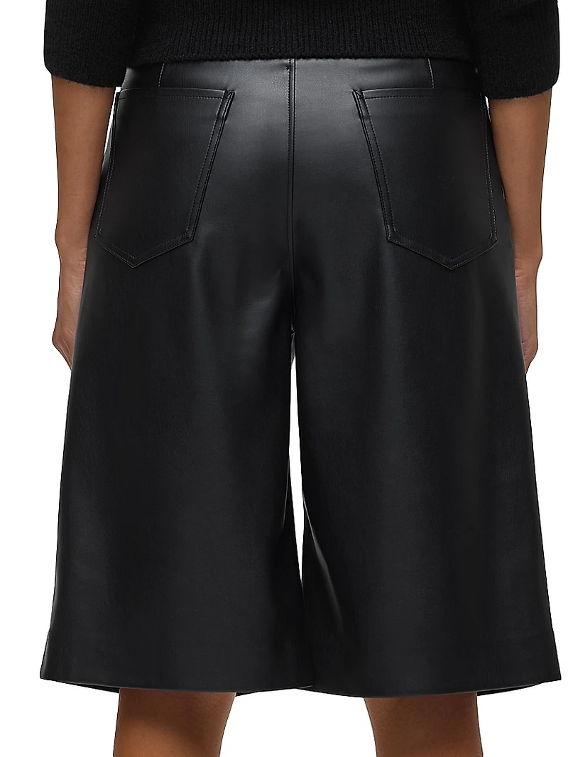 Faux Leather Pleated Trouser Shorts