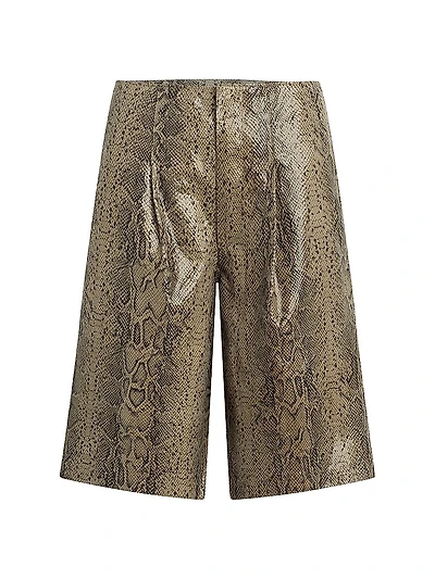 Snake-Printed Trouser Shorts