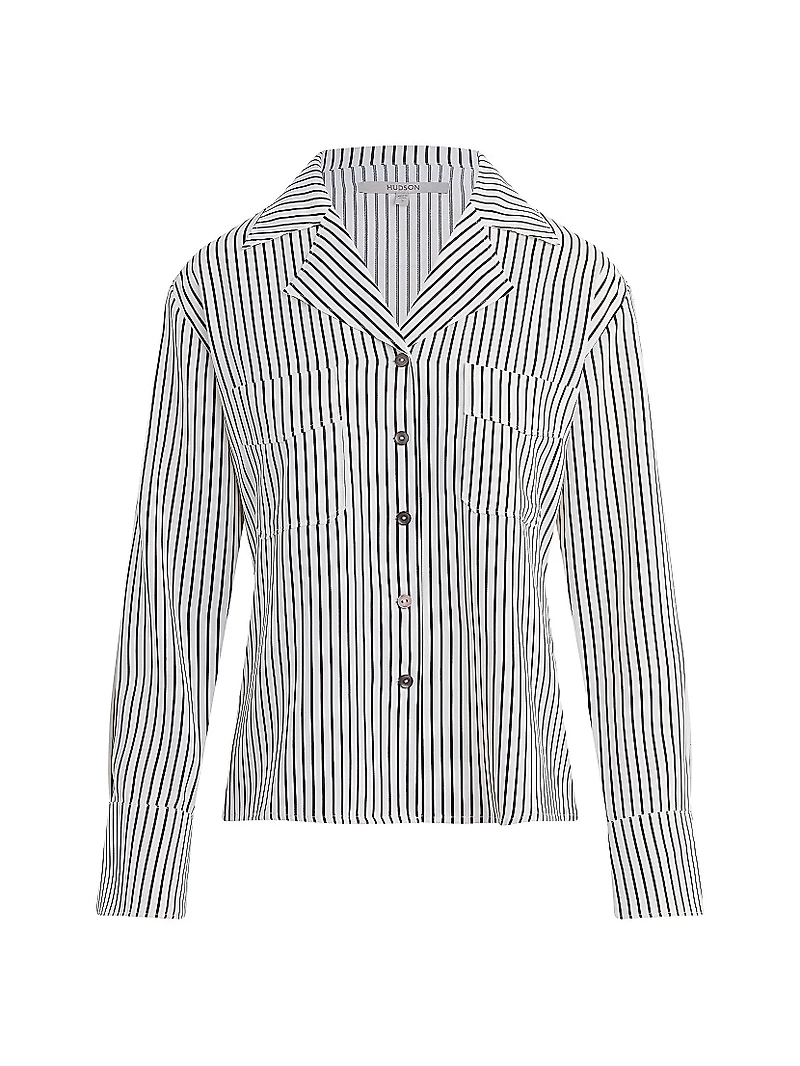 Striped Long-Sleeve Camp Shirt