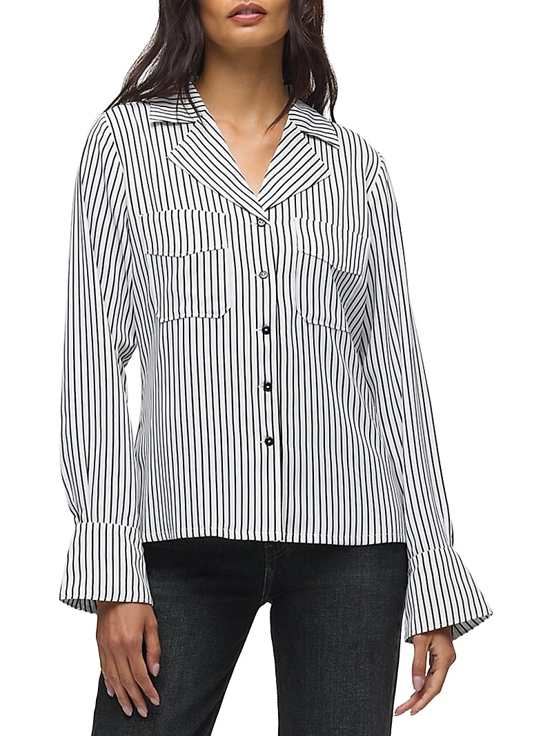 Striped Long-Sleeve Camp Shirt