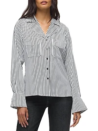 Striped Long-Sleeve Camp Shirt