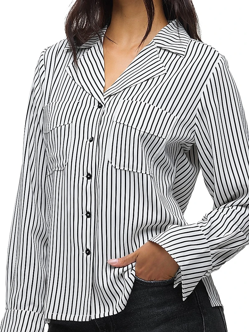 Striped Long-Sleeve Camp Shirt
