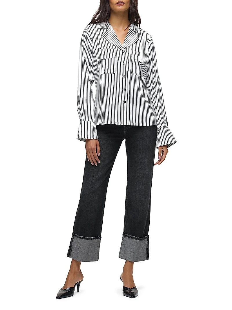 Striped Long-Sleeve Camp Shirt