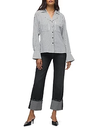 Striped Long-Sleeve Camp Shirt