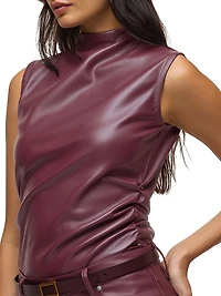 Sleeveless Faux Leather Top