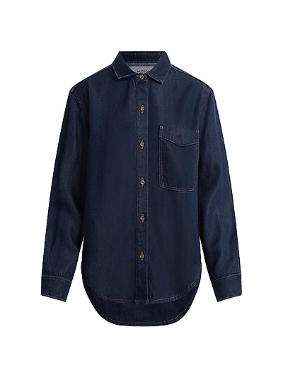 Oversized Button-Front Denim Shirt