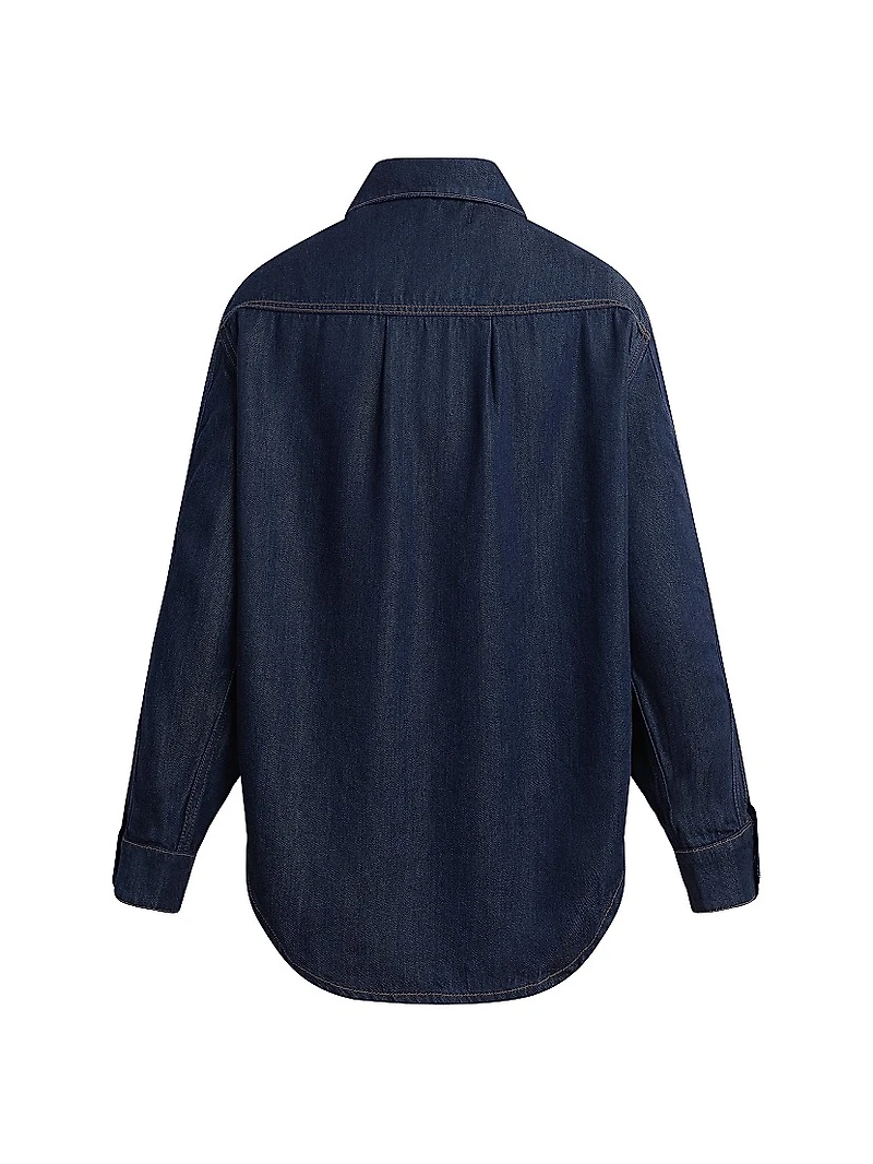 Oversized Button-Front Denim Shirt