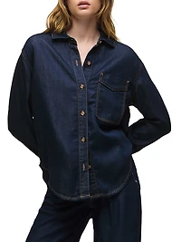 Oversized Button-Front Denim Shirt