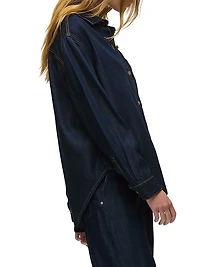 Oversized Button-Front Denim Shirt