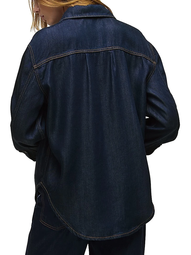 Oversized Button-Front Denim Shirt