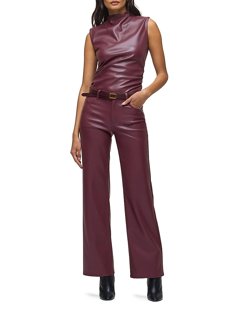 Rosie Coated High-Rise Wide-Leg Jeans