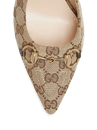 85MM Horsebit GG Canvas Slingback Pumps