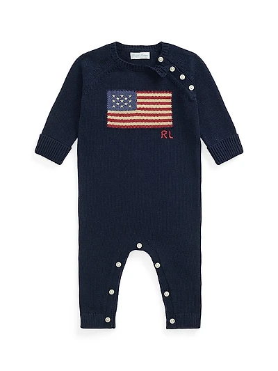 Baby Boy's American Flag Knit Coveralls
