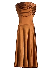 Satin Cowlneck Cocktail Dress