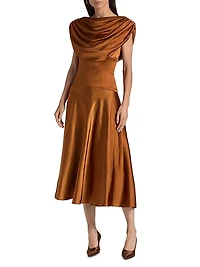 Satin Cowlneck Cocktail Dress
