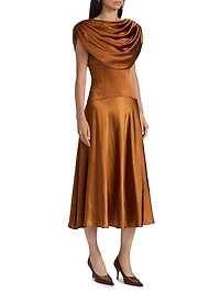 Satin Cowlneck Cocktail Dress