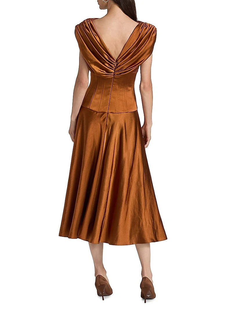 Satin Cowlneck Cocktail Dress