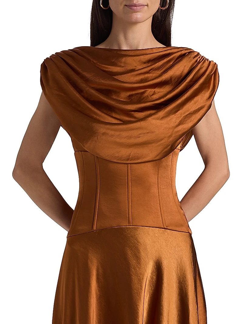 Satin Cowlneck Cocktail Dress