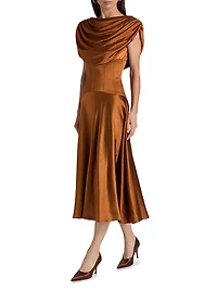 Satin Cowlneck Cocktail Dress