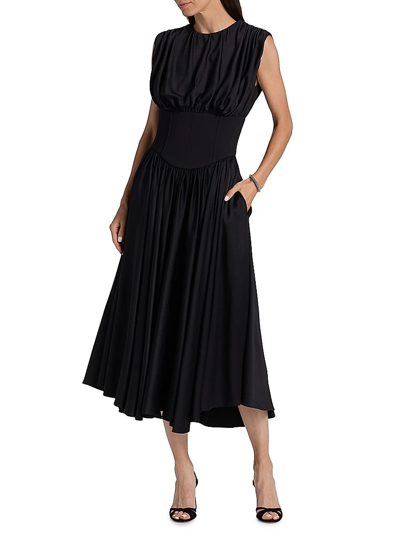 Satin Basque Cocktail Dress