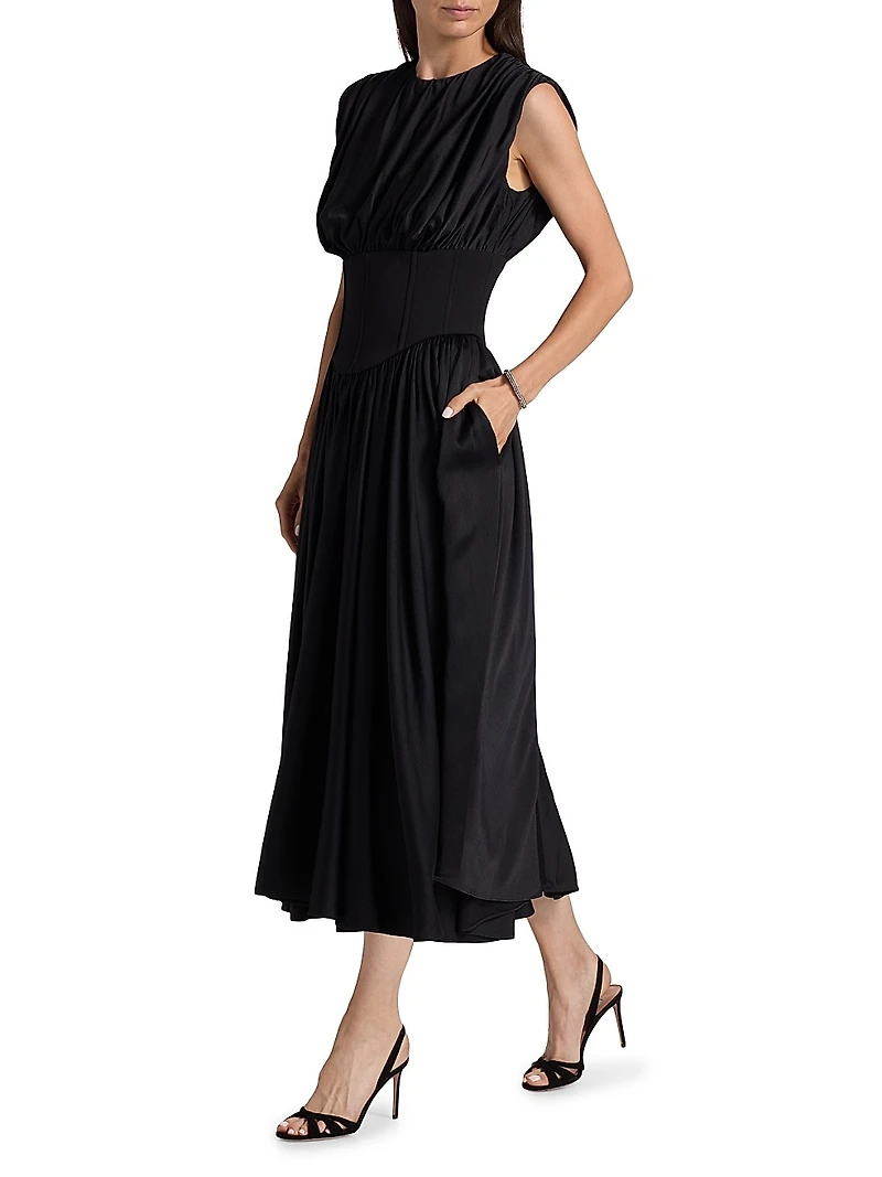 Satin Basque Cocktail Dress