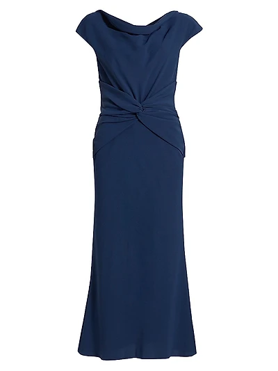 Draped Crepe Cocktail Dress