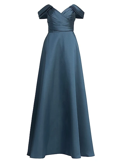 Satin Off-the-Shoulder Gown