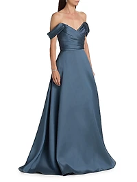 Satin Off-the-Shoulder Gown