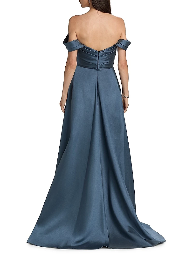 Satin Off-the-Shoulder Gown