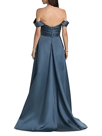 Satin Off-the-Shoulder Gown