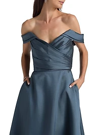 Satin Off-the-Shoulder Gown