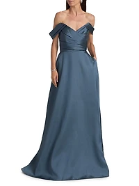 Satin Off-the-Shoulder Gown