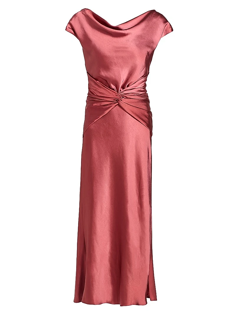 Satin Bias-Cut Midi-Dress