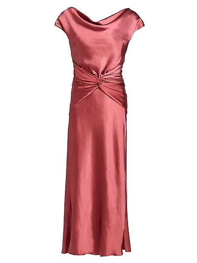 Satin Bias-Cut Midi-Dress