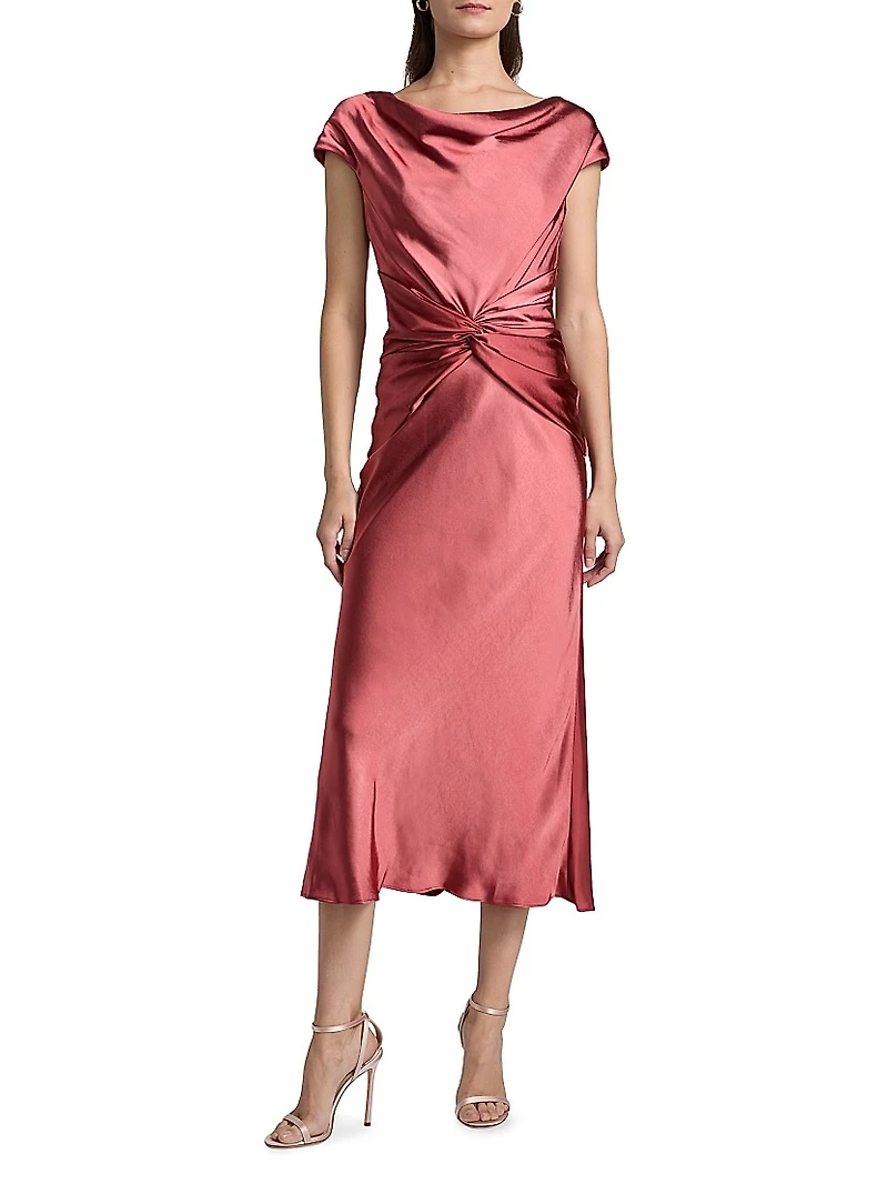 Satin Bias-Cut Midi-Dress