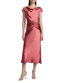 Satin Bias-Cut Midi-Dress