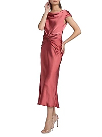 Satin Bias-Cut Midi-Dress