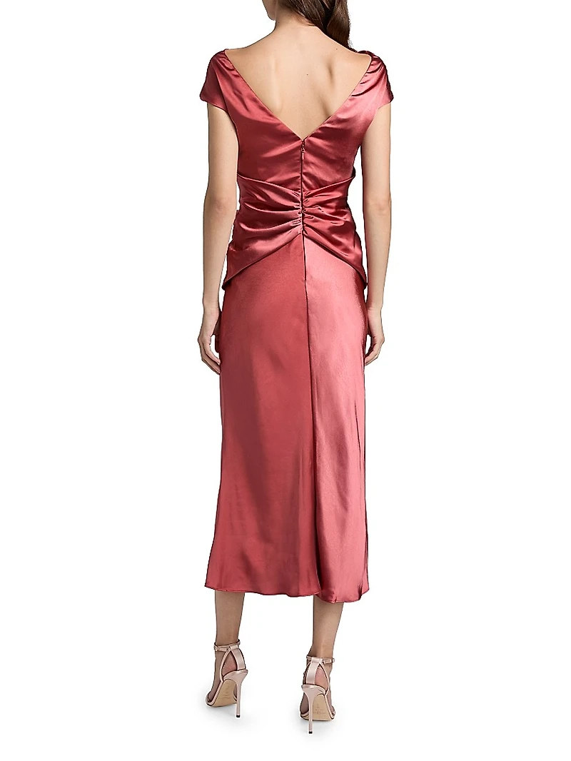 Satin Bias-Cut Midi-Dress
